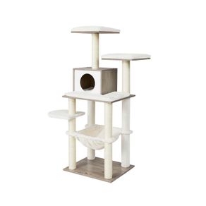 High Quality Cat tree 138 cm with platforms Cat tree, 138 cm cat tree, modern, cat furniture, multi-storey cat scratching post, cuddle cave, sisal trunks, hammock, platforms, soft plush, washable cushions