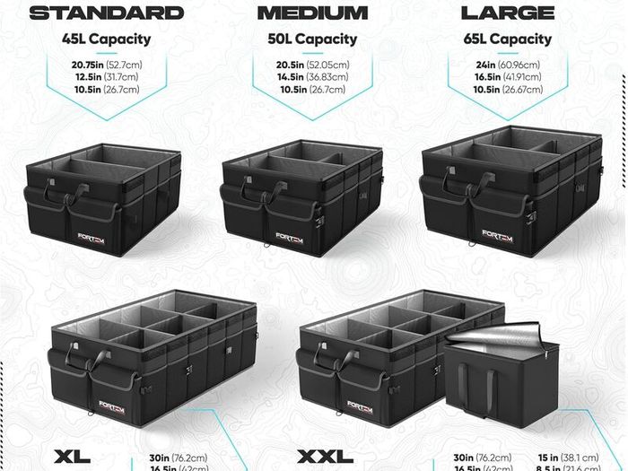 Car Boot Organiser, Collapsible Multi Compartment SUV Organizer, Foldable Storage for Car Accessories for Women Men, 600D Oxford, Non Slip Bottom, Securing Straps, Soft Cover (50L)