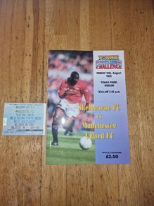 Shelbourne FC vs Manchester United 1995 official programme +ticket