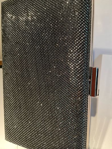 Gunmetal Grey  Pewter Shimmering Box Clutch Bag