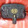 Mischa Barton Black Soft Faux Croc Clutch Evening Bag With Copper tone Hardware & Wristlet. Size Medium. In Super Condition. Image 3
