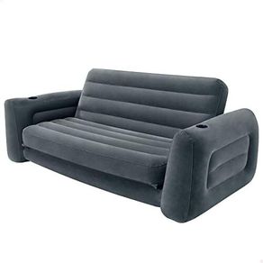King Size Pull-Out Inflatable Camping Sofa Bed Sleep Away Futon Couch with 3 quick inflation and Deflation Valves, 203 x 231 x 66 cm, Charcoal Grey