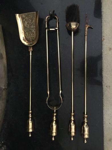 Antique Brass Fire Irons