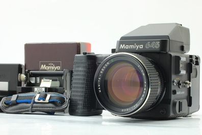 Mamiya 645 Super Kit; Near Mint Condition Recently serviced Mamiya 645 Super with Tamron Sekkor 80mm 1.9 lens; Mamiya 645 AE Prism Finder; Mamiya 645 Super Waist Finder Viewer with magnifier; Mamiya 645 Super Motor Power Winder Grip; Darkslide; Extra Film