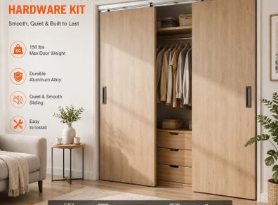 5ft Double Door Hardware Kit Aluminium Track System