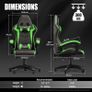 Gaming Armchair with Headrest and Lumbar Support, Ergonomic Gaming Chair for Gaming Room, Teenagers, Adult Green Image 2