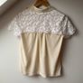 Weekend Max Mara Silk Cream Blouse with Floral Lace Trim Size S Image 5