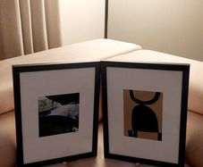 Set of 2 Minimalist Framed Prints - Dark Grey Frames (43 x 33 cm)