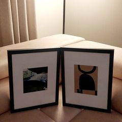 Set of 2 Minimalist Framed Prints - Dark Grey Frames (43 x 33 cm)