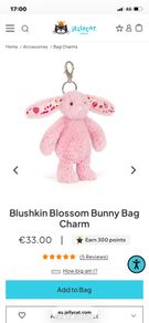 New JELLYCAT Blushkin Blossom Bunny and Zodihop Luxe Bunny Bag Charms