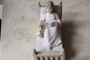 Vintage Leonardo  Collection  By Annie Rowe "Porcelain  Girl Reading  In Bed With Her Dog"