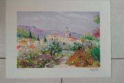 Limited Edition lithograph Le petit village provencal By Marcel Belvisi 241/250