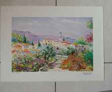 Limited Edition lithograph Le petit village provencal By Marcel Belvisi 241/250