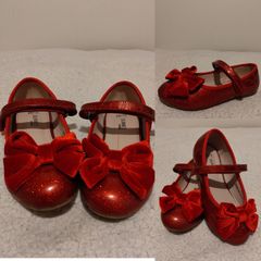 Red Patent Sparkly Glitter Mary Jane Shoes