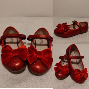 Red Patent Sparkly Glitter Mary Jane Shoes