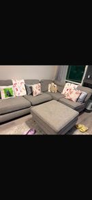 L corner grey sofa and foot stool