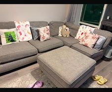 L corner grey sofa and foot stool