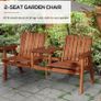 2-Seater Fir Wood Bench w/ Centre Table Image 5