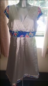 Brand new Soaked in Luxury grey/silver floral midi dress size L UK12/14 EUR40/42 Postage included