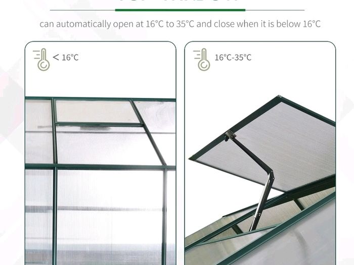 New Garden Walk-in Polycarbonate Greenhouse with Raised Garden Bed 6ft x 8ft