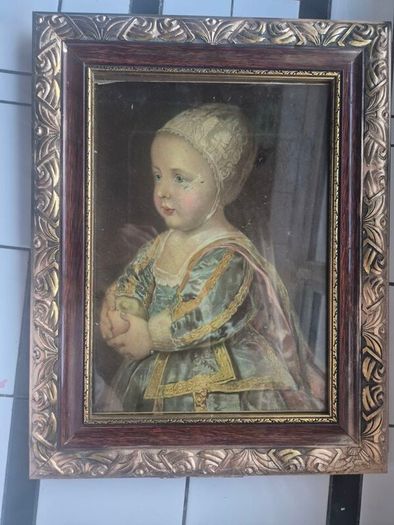 Vintage glass gold framed print of Baby Stuart by Anthony Van Dyke