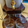 Very Rare Vintage Conac Glass & Timber Decanter Set Image 3