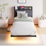 Floating Single Metal Bed Frame with LED Lights & USB Charging Station, 90x190cm Image 6