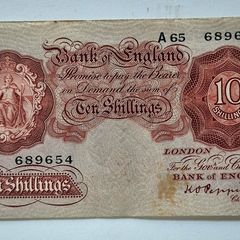 1930's Bank of England 10 Shilling banknote, signed by Chief Cashier K.O. Peppiatt,