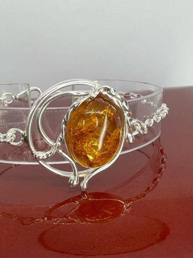 Silver bracelet Amber Solitaire Bracelet A Piece of Ancient Sunlight