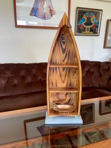 Wooden Boat Wall Shelf Vintage Nautical Decor Rustic Maritime Coastal Display