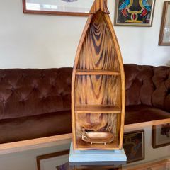 Wooden Boat Wall Shelf Vintage Nautical Decor Rustic Maritime Coastal Display