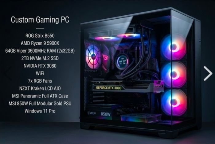 Custom gaming pc. 5900x 64gb 2tbssd rtx3080