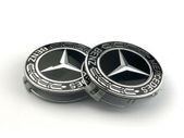 Mercedes Benz Alloy Wheel Centre Caps 75mm Badges Black Hub Emblem- Fits All