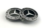 Mercedes Benz Alloy Wheel Centre Caps 75mm Badges Black Hub Emblem- Fits All