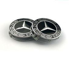 Mercedes Benz Alloy Wheel Centre Caps 75mm Badges Black Hub Emblem- Fits All