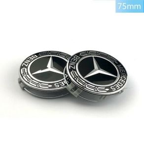 Mercedes Benz Alloy Wheel Centre Caps 75mm Badges Black Hub Emblem- Fits All