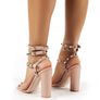 Nude patent studded block heel Image 2