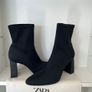 Black Elegant Ankle Boots Sz 6 / Eu 39 Satin Pull On Boots.  Jet Black.  Excellent Condition. Image 9