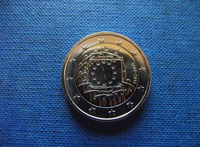 2015 Latvian UNC 2 Euro coin 30 Years of the EU Flag