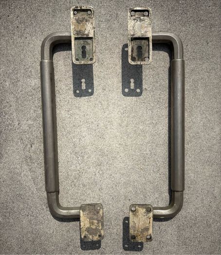 Antique art Deco chromed bronze shop door or bar door handles c1920