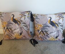 Peacock design feather cushion