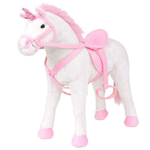 Standing Plush Toy Unicorn White and Pink XXL