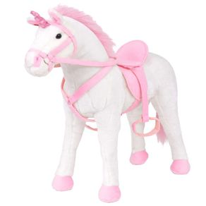 Standing Plush Toy Unicorn White and Pink XXL