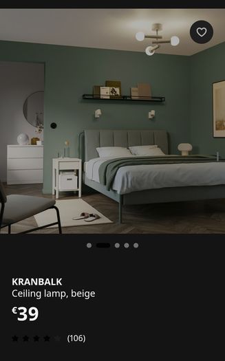 IKEA KRANBALK 3 Light Ceiling Lamp Beige