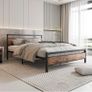King Size Bed Frame with Wooden Headboard,Metal Platform Image 3