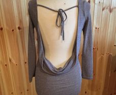 Sequin Metallic Silver Backless Dress