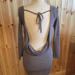 Sequin Metallic Silver Backless Dress
