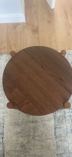 Compact Dark Wood Side Table with Shelf. Excellent Condition