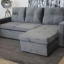 Grey velvet Corner Sofa Bed Storage Free Delivery Image 2
