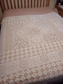 Handmade Crochet Lace Cotton Bed Cover Throw